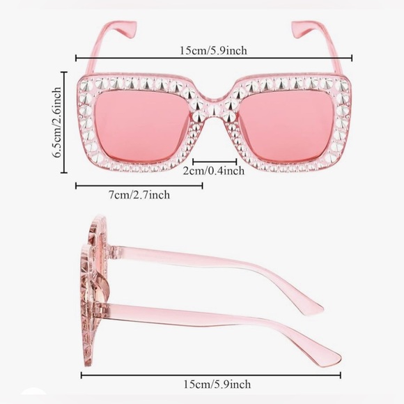 NWT Women Oversize Square glitter Sunglasses Retro Thick Frame Disco Sunglasses